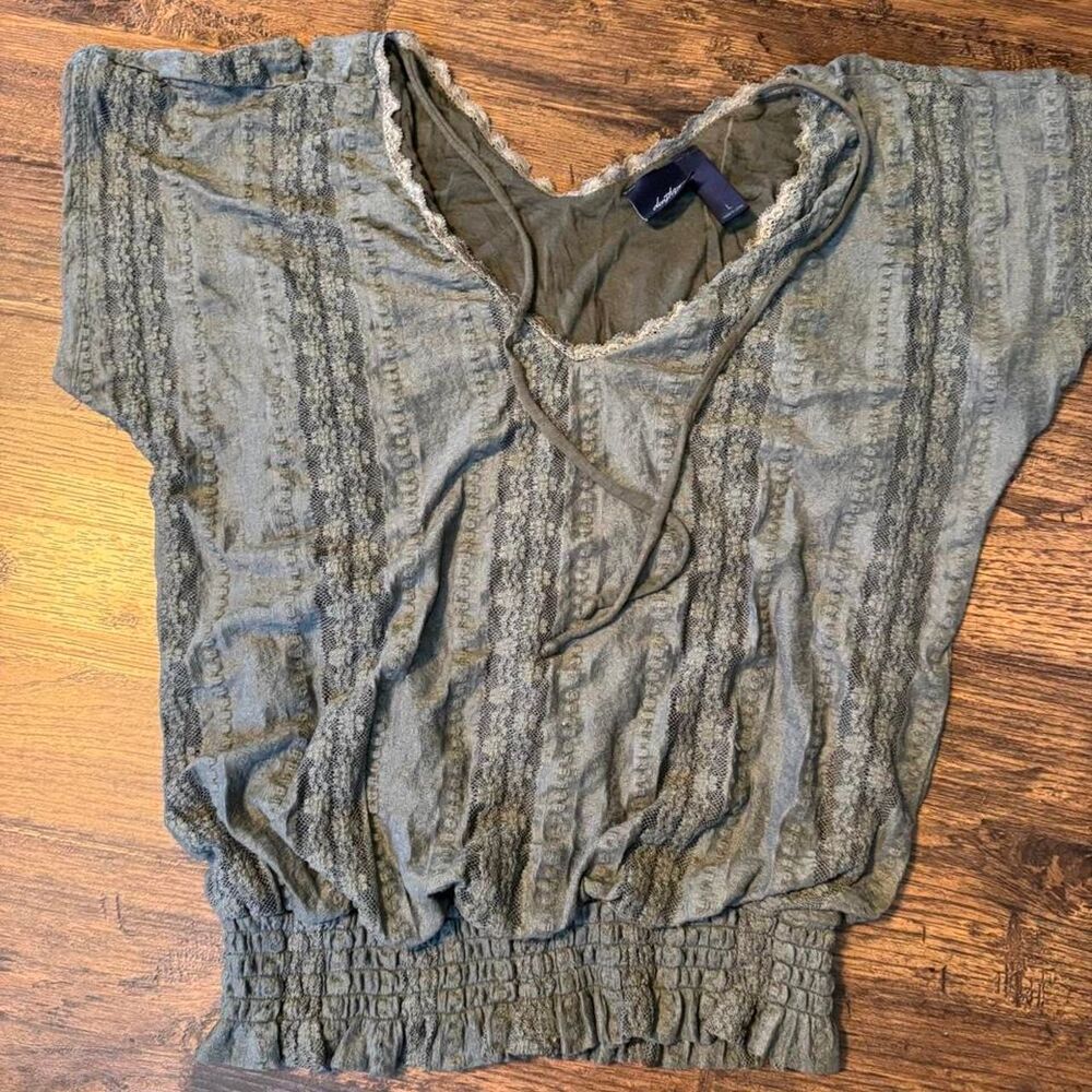 Daytrip Green Smocked Waist Lace Blouse Size L